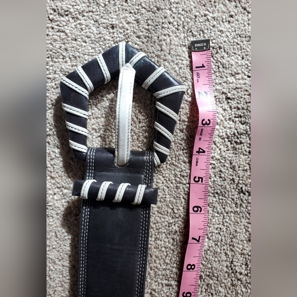 Vintage Claude Montana Avant Garde Leather Black Belt Made in France 1980s - Picture 9 of 9